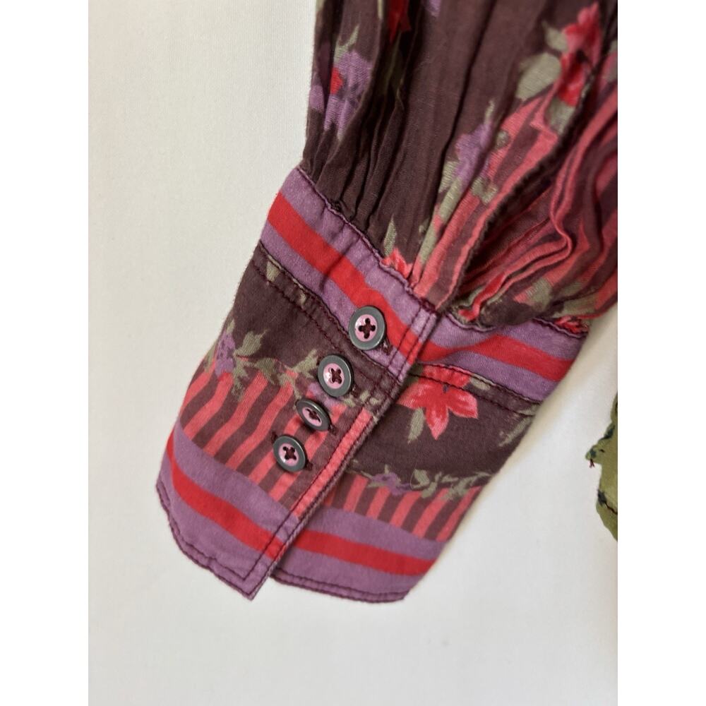 Free People Shirt XS Button Up Multicolor Blouse Top Boho - Picture 8 of 13